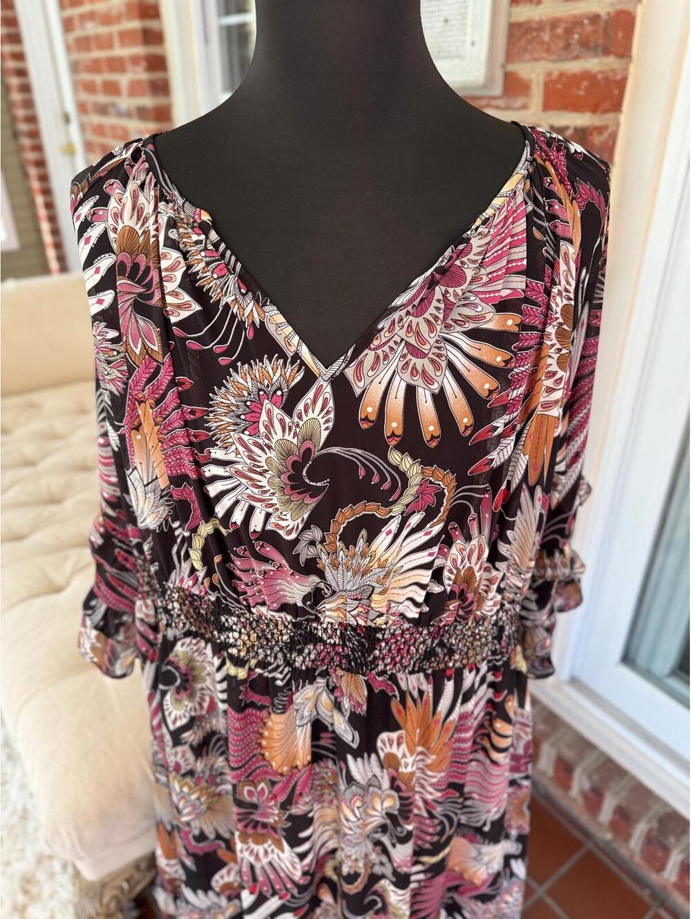 Anna Scholz Floral Noir Wrap Dress – Size 22